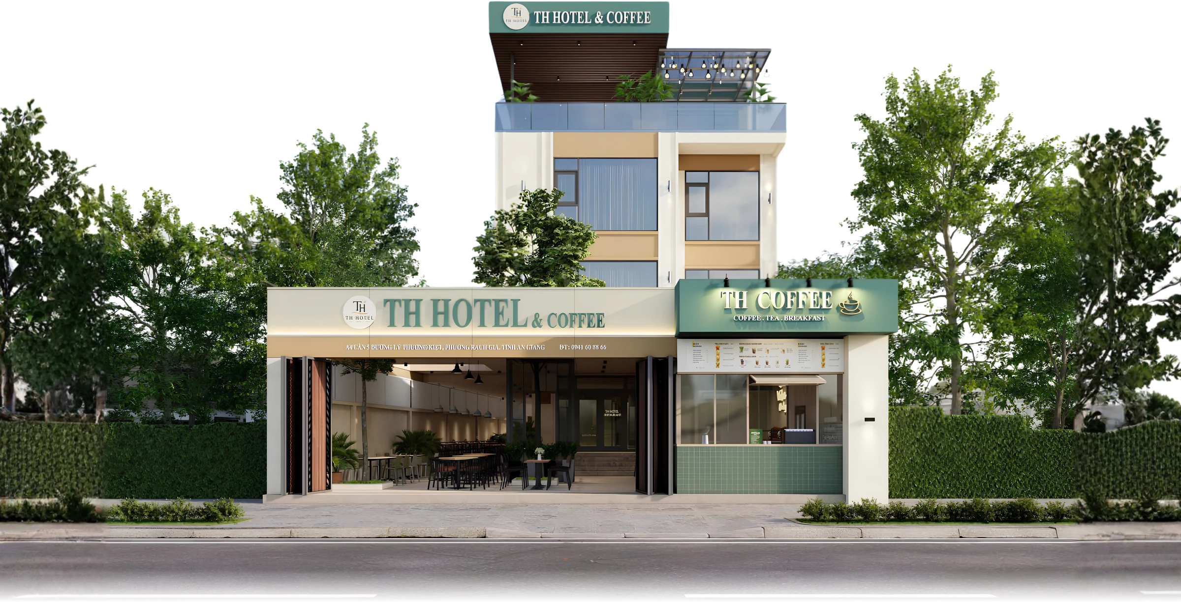 Mặt tiền TH Hotel & Coffee tại Rạch Giá